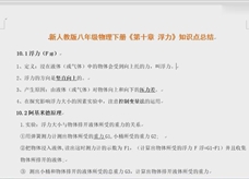 人教版八年级物理下册在线精讲教学视频：第十章 浮力 全章知识串讲